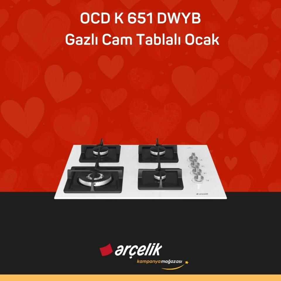 ARÇELİK OCD K 651 DWYB Gazlı Cam Tablalı Ocak