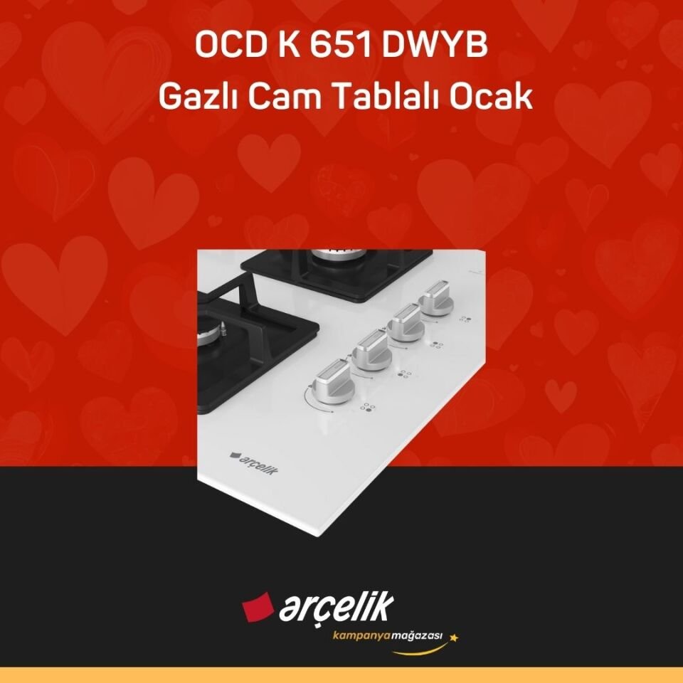 ARÇELİK OCD K 651 DWYB Gazlı Cam Tablalı Ocak