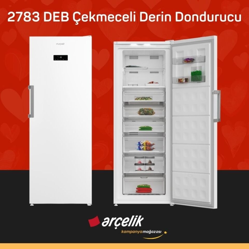 ARÇELİK 2783 DEB Yapay Zeka Teknolojili 8 Bölmeli Derin Dondurucu