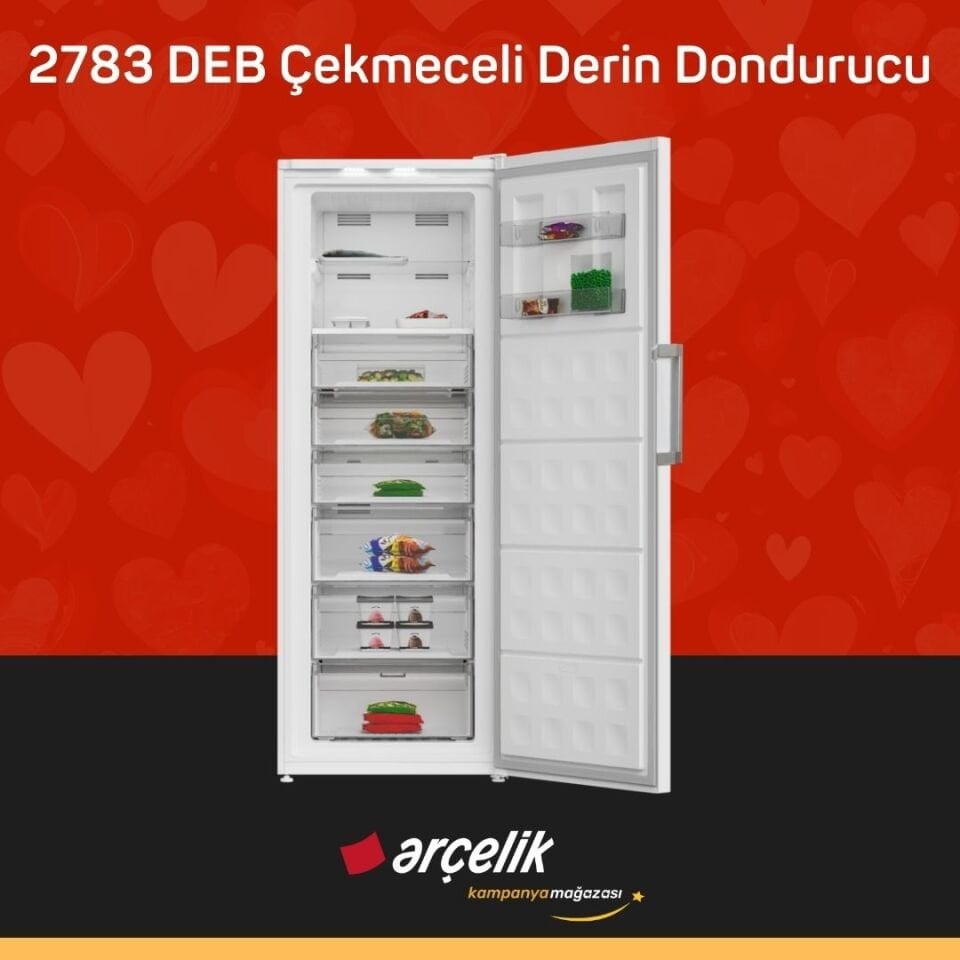 ARÇELİK 2783 DEB Yapay Zeka Teknolojili 8 Bölmeli Derin Dondurucu