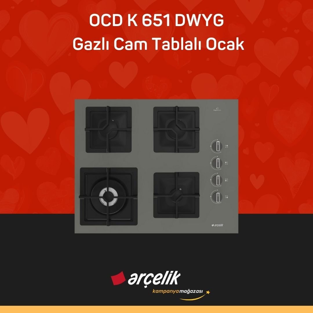 ARÇELİK OCD K 651 DWYG Gazlı Cam Tablalı Ocak