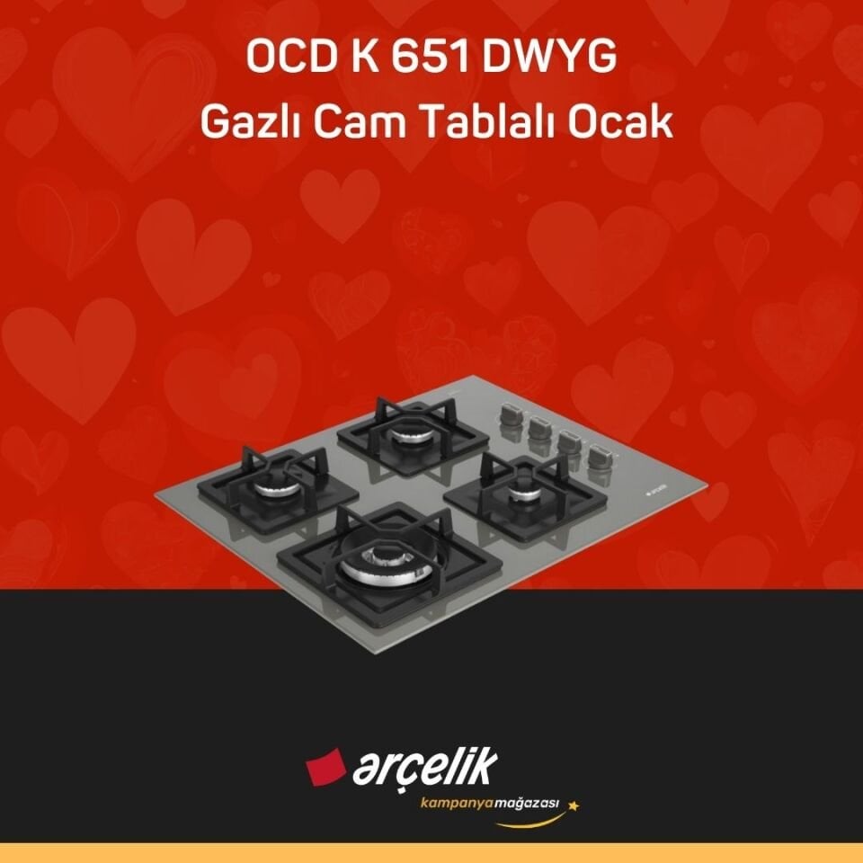 ARÇELİK OCD K 651 DWYG Gazlı Cam Tablalı Ocak