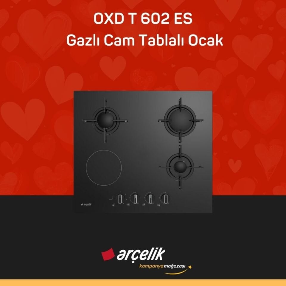 ARÇELİK OXD T 602 ES Fibona Serisi Gazlı Cam Tablalı Ocak