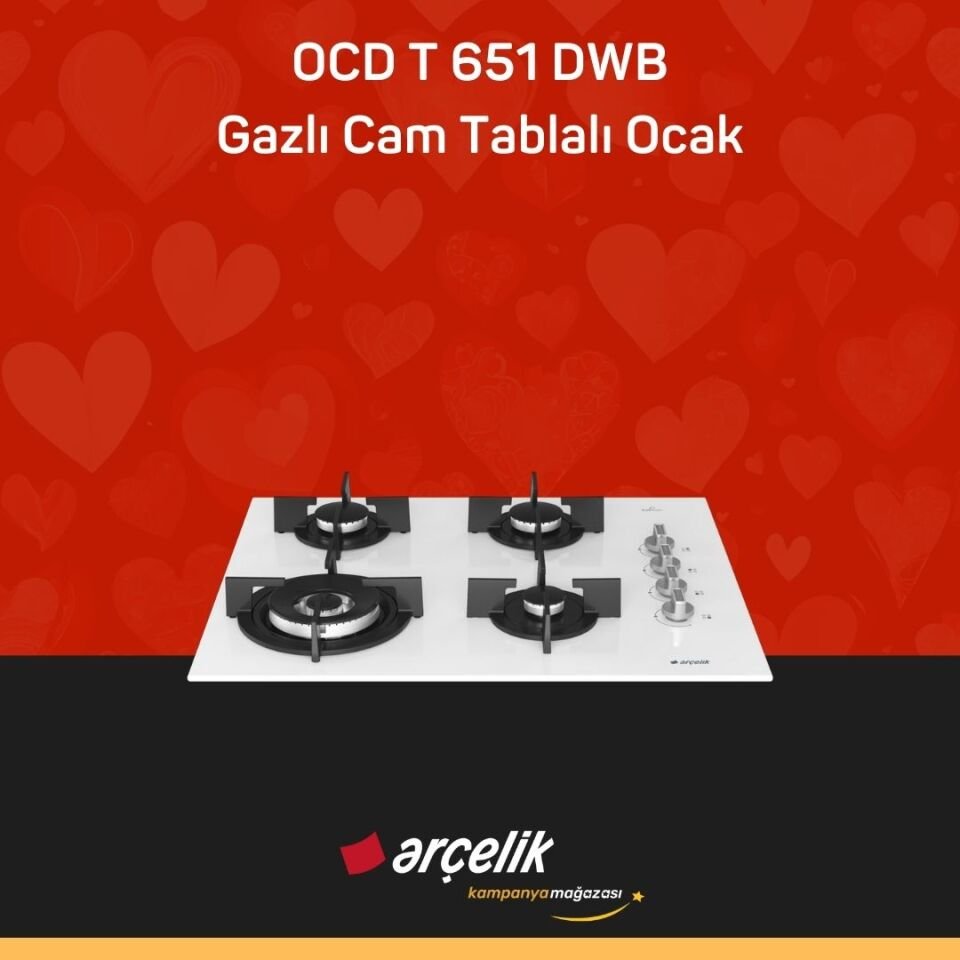 ARÇELİK OCD T 651 DWB Fibona Serisi Gazlı Cam Tablalı Ocak