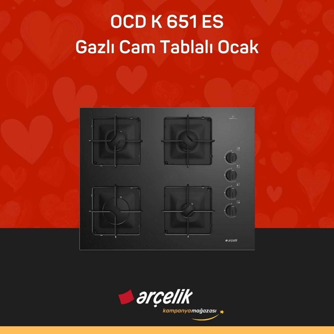 ARÇELİK OCD K 651 ES Gazlı Cam Tablalı Ocak