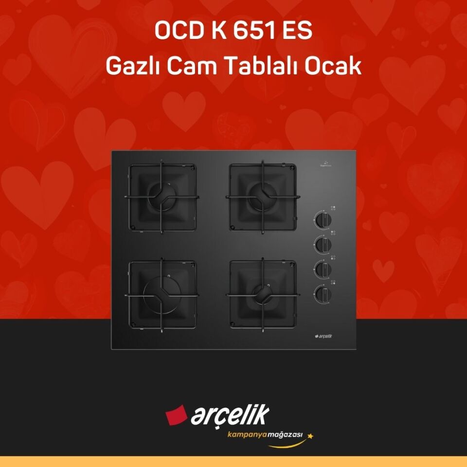 ARÇELİK OCD K 651 ES Gazlı Cam Tablalı Ocak