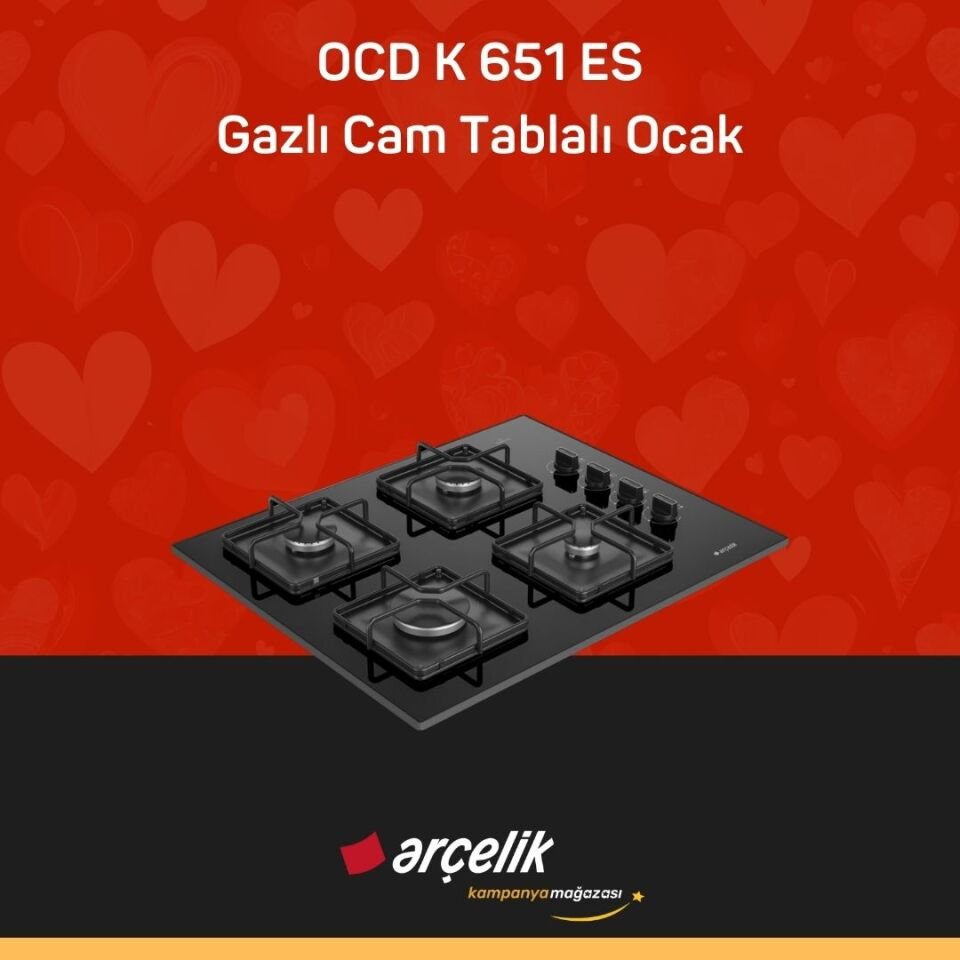 ARÇELİK OCD K 651 ES Gazlı Cam Tablalı Ocak
