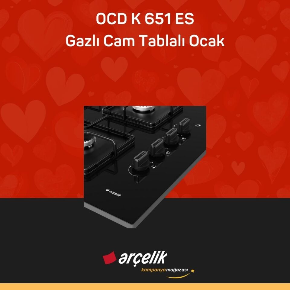 ARÇELİK OCD K 651 ES Gazlı Cam Tablalı Ocak