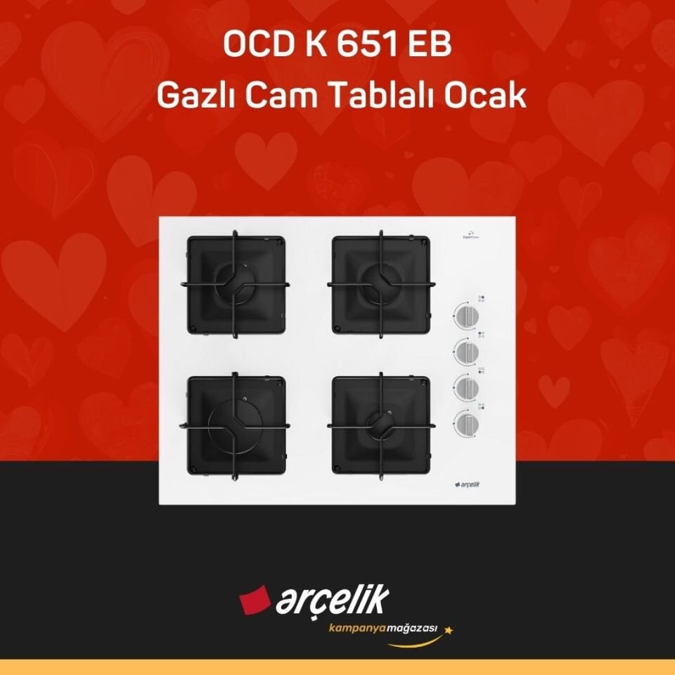 ARÇELİK OCD K 651 EB Gazlı Cam Tablalı Ocak