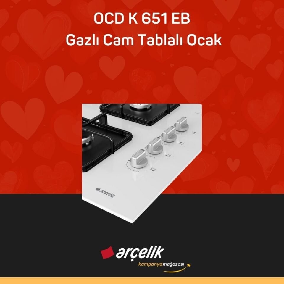 ARÇELİK OCD K 651 EB Gazlı Cam Tablalı Ocak