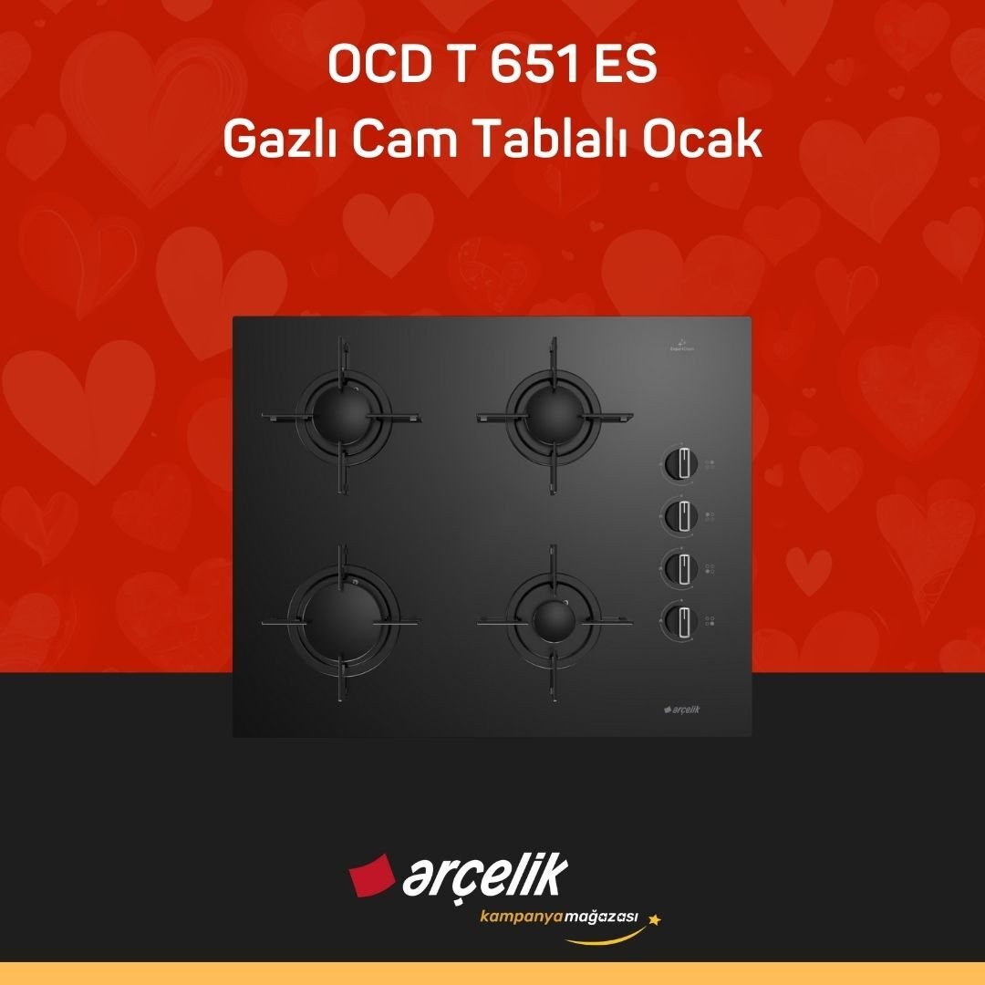 ARÇELİK OCD T 651 ES Fibona Serisi Gazlı Cam Tablalı Ocak