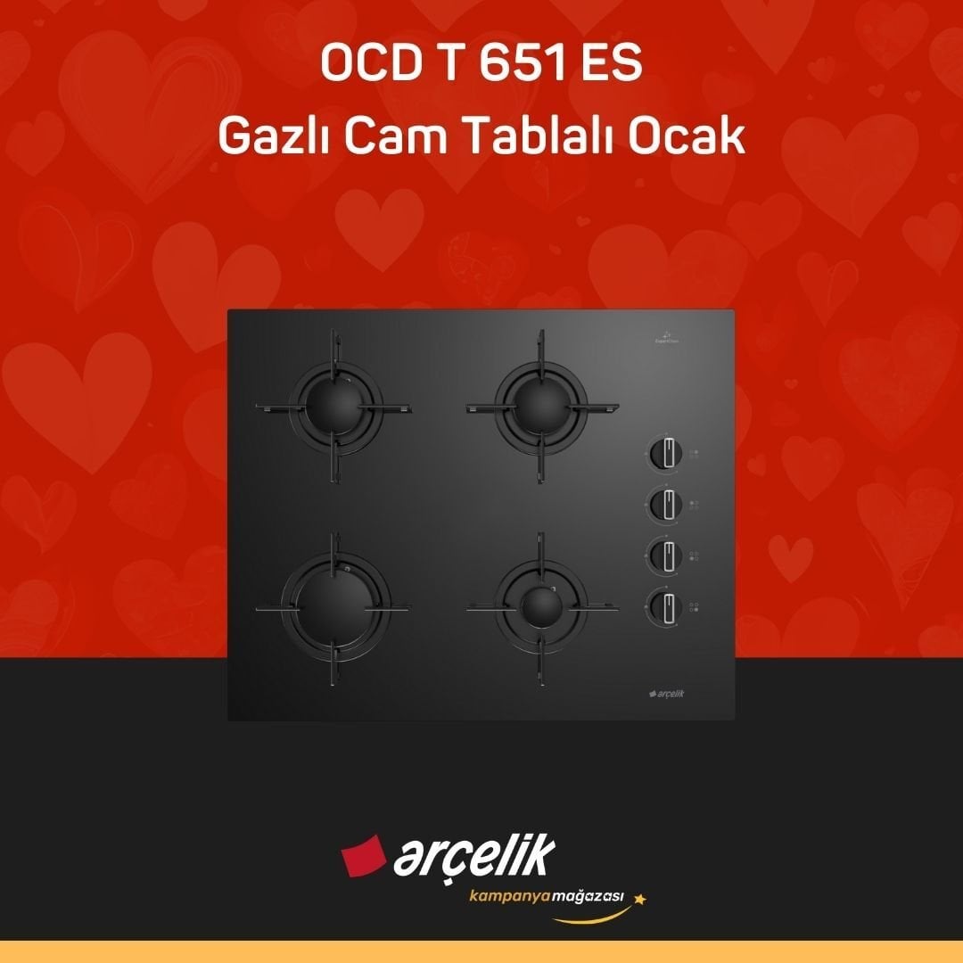 ARÇELİK OCD T 651 ES Fibona Serisi Gazlı Cam Tablalı Ocak