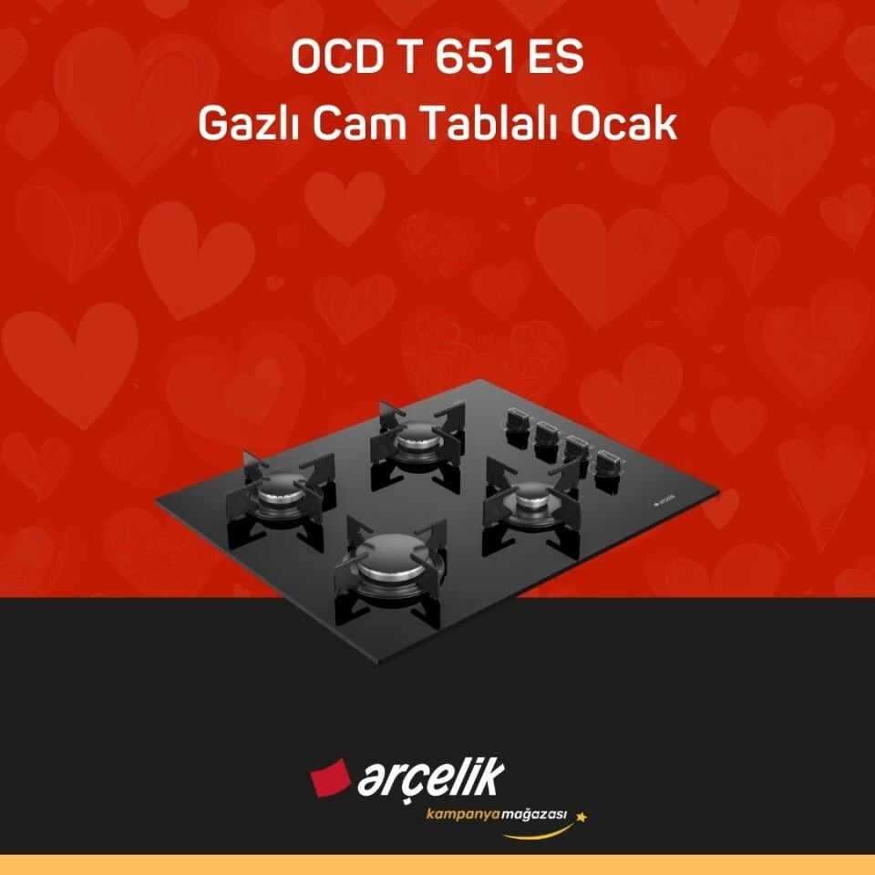 ARÇELİK OCD T 651 ES Fibona Serisi Gazlı Cam Tablalı Ocak