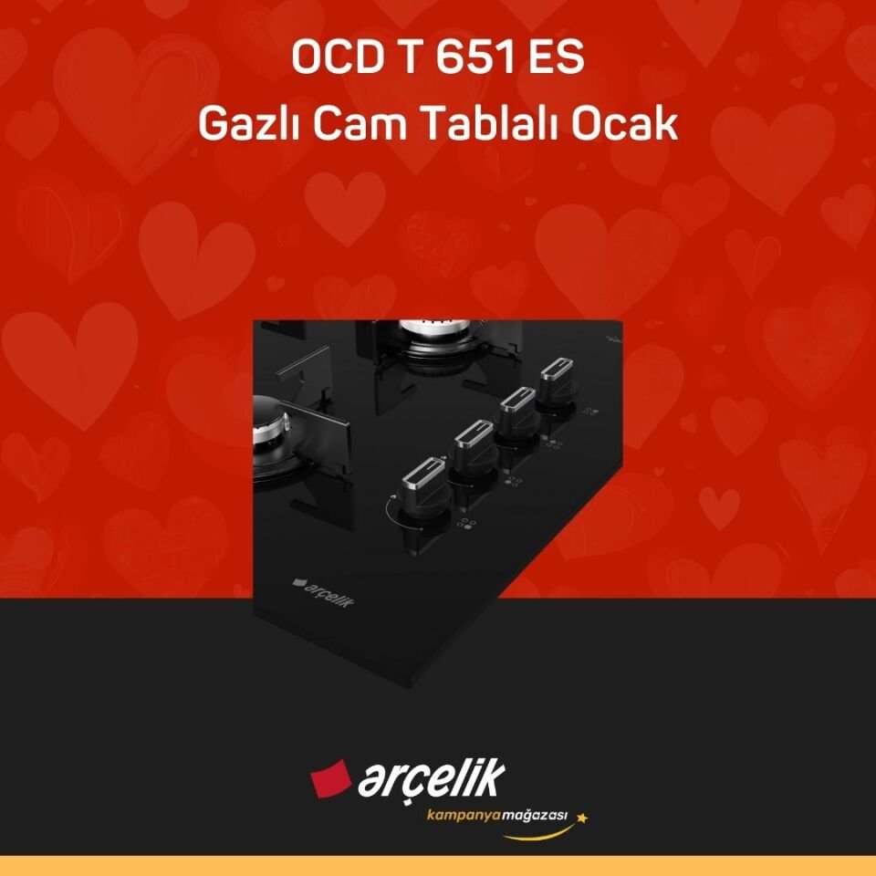 ARÇELİK OCD T 651 ES Fibona Serisi Gazlı Cam Tablalı Ocak