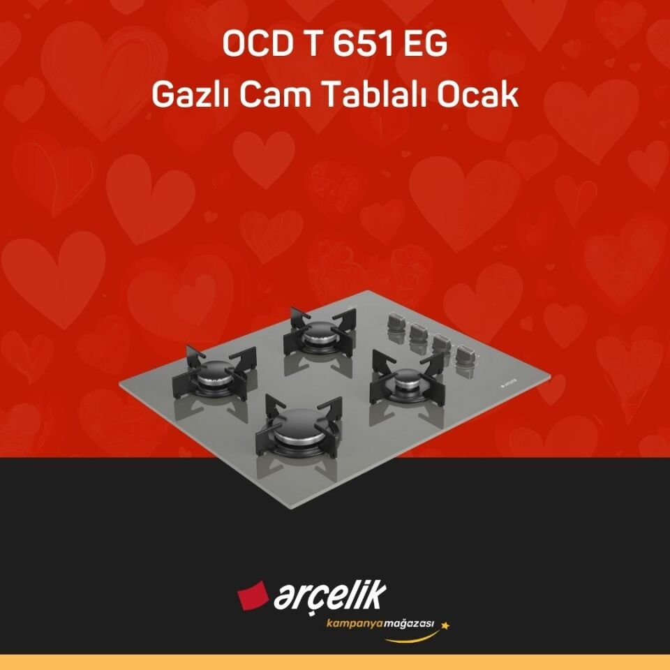 ARÇELİK OCD T 651 EG Fibona Serisi Gazlı Cam Tablalı Ocak