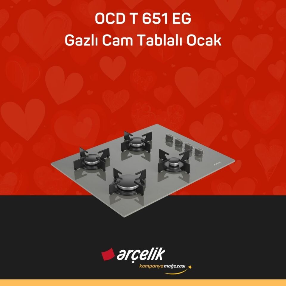 ARÇELİK OCD T 651 EG Fibona Serisi Gazlı Cam Tablalı Ocak