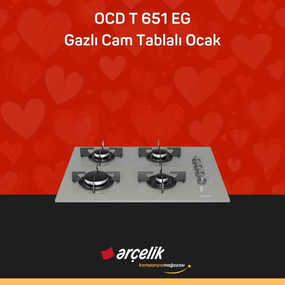 ARÇELİK OCD T 651 EG Fibona Serisi Gazlı Cam Tablalı Ocak