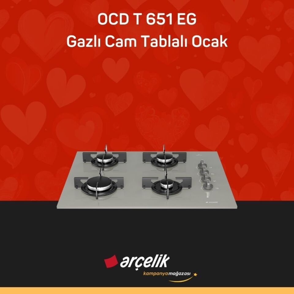 ARÇELİK OCD T 651 EG Fibona Serisi Gazlı Cam Tablalı Ocak