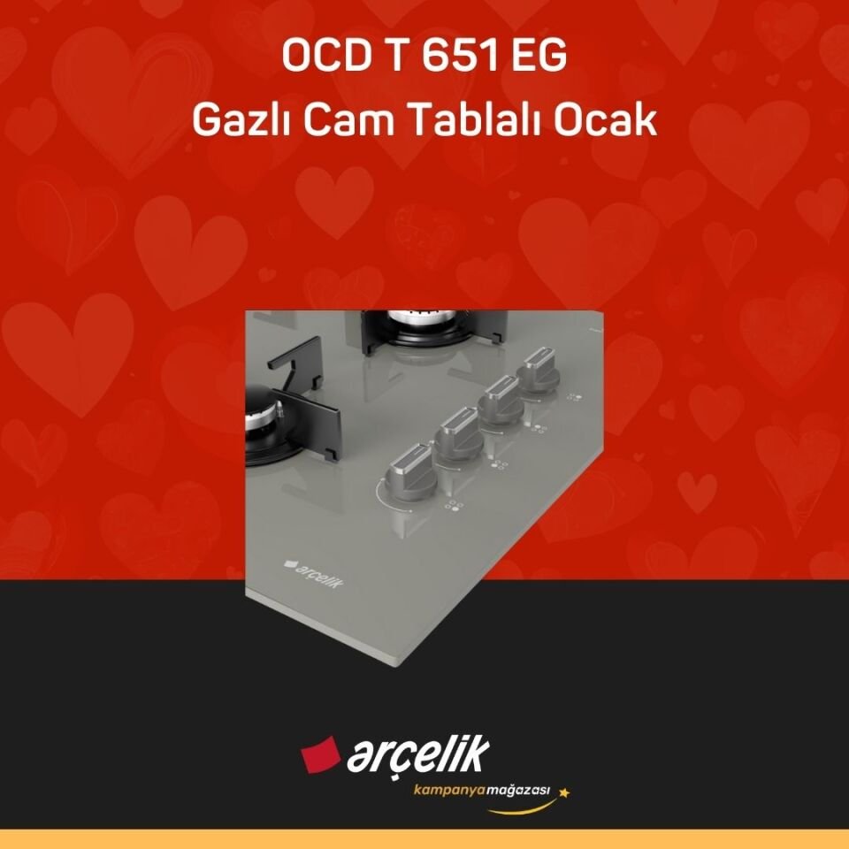 ARÇELİK OCD T 651 EG Fibona Serisi Gazlı Cam Tablalı Ocak