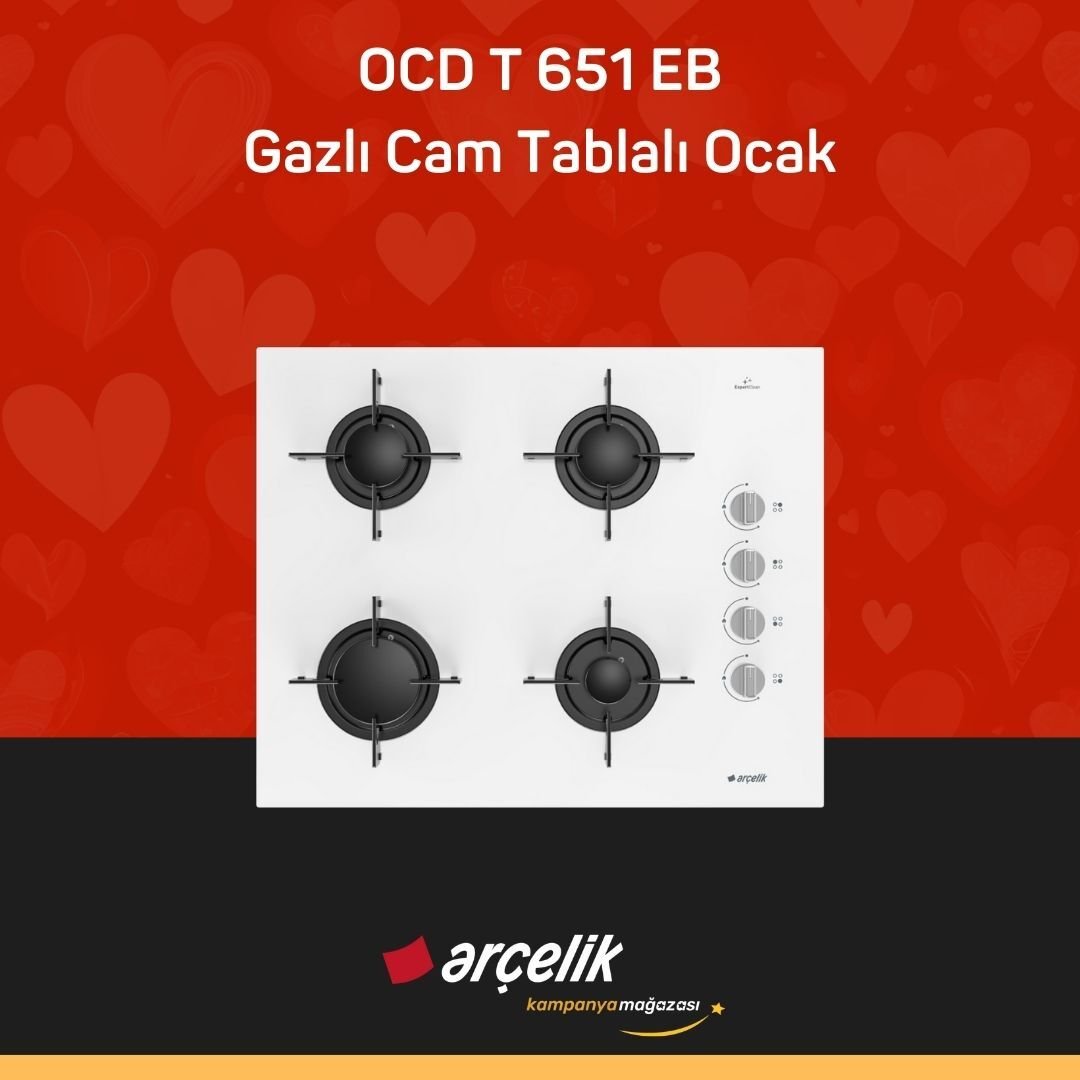 ARÇELİK OCD T 651 EB Fibona Serisi Gazlı Cam Tablalı Ocak