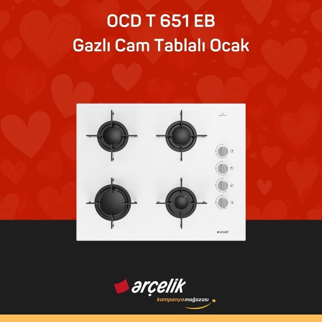 ARÇELİK OCD T 651 EB Fibona Serisi Gazlı Cam Tablalı Ocak
