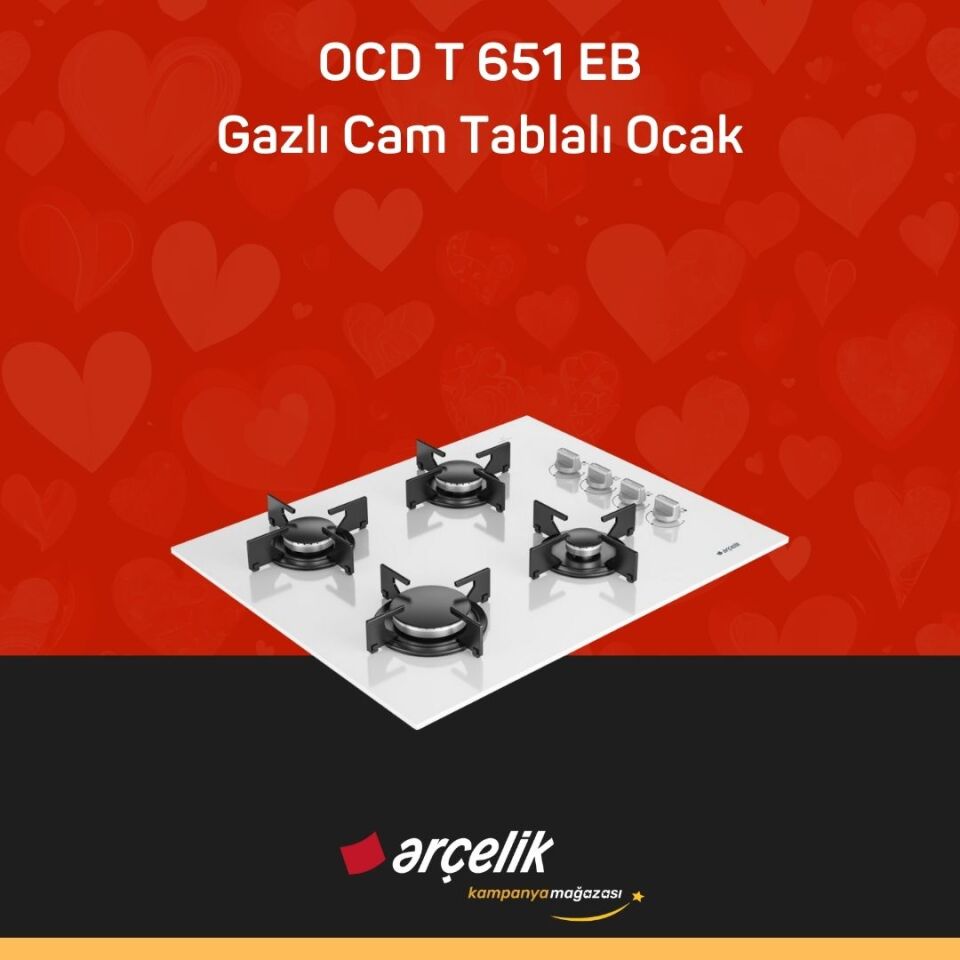 ARÇELİK OCD T 651 EB Fibona Serisi Gazlı Cam Tablalı Ocak