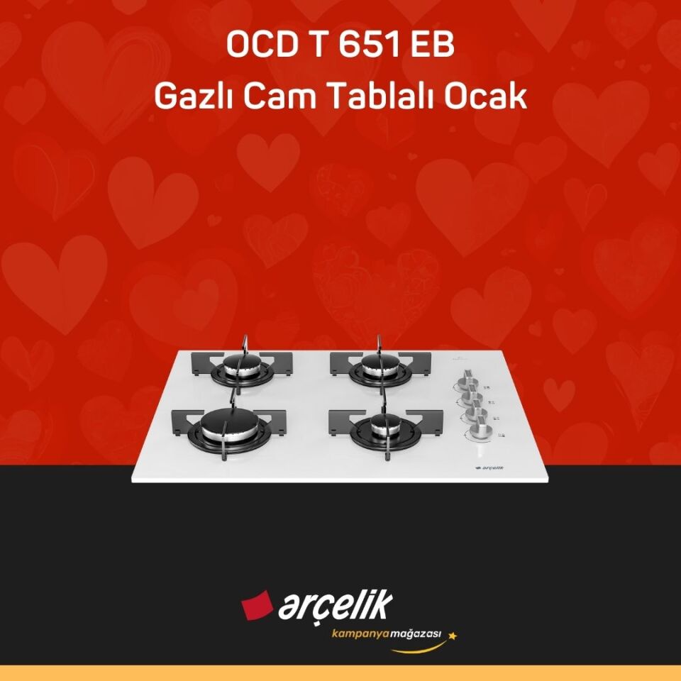 ARÇELİK OCD T 651 EB Fibona Serisi Gazlı Cam Tablalı Ocak