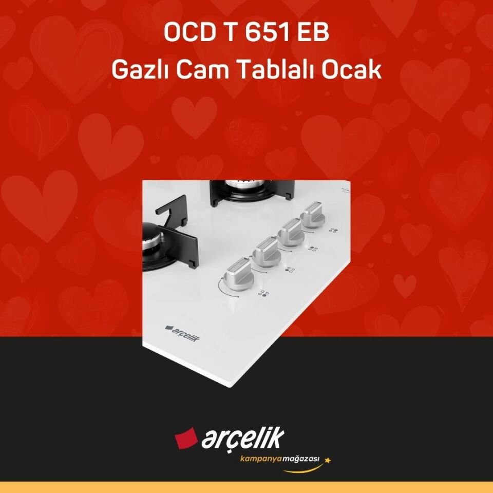 ARÇELİK OCD T 651 EB Fibona Serisi Gazlı Cam Tablalı Ocak