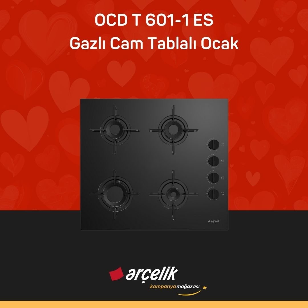 ARÇELİK OCD T 601-1 ES Gazlı Cam Tablalı Ocak