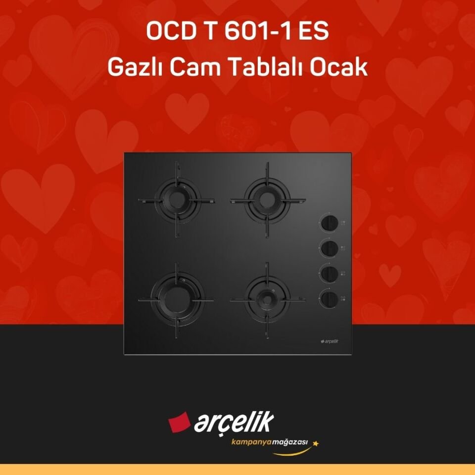 ARÇELİK OCD T 601-1 ES Gazlı Cam Tablalı Ocak