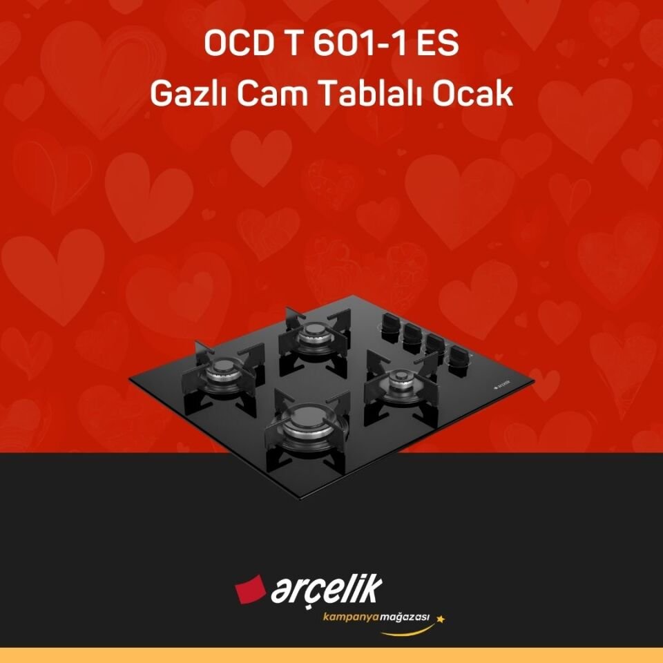 ARÇELİK OCD T 601-1 ES Gazlı Cam Tablalı Ocak