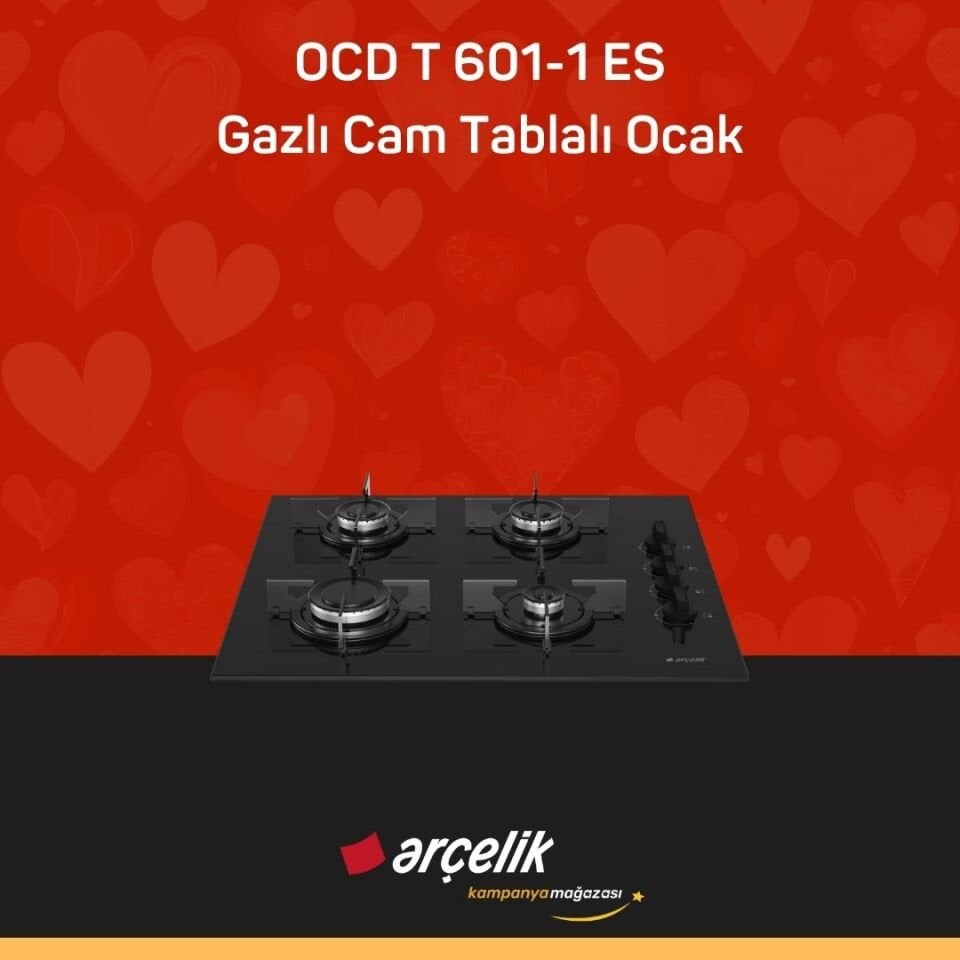 ARÇELİK OCD T 601-1 ES Gazlı Cam Tablalı Ocak