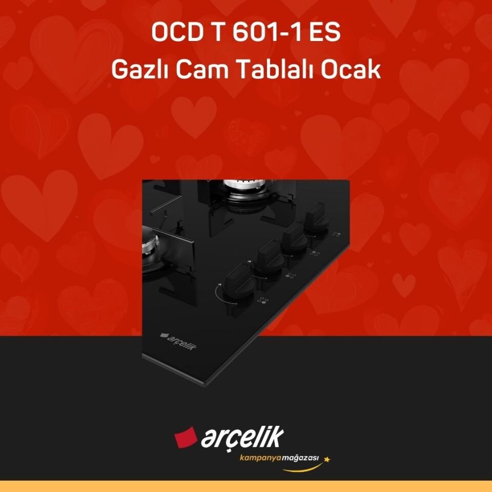 ARÇELİK OCD T 601-1 ES Gazlı Cam Tablalı Ocak