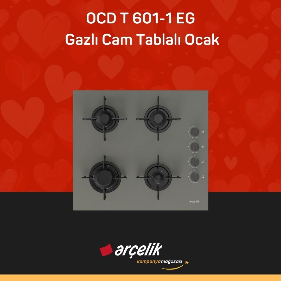 ARÇELİK OCD T 601-1 EG Gazlı Cam Tablalı Ocak