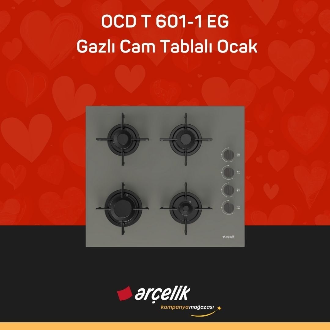 ARÇELİK OCD T 601-1 EG Gazlı Cam Tablalı Ocak
