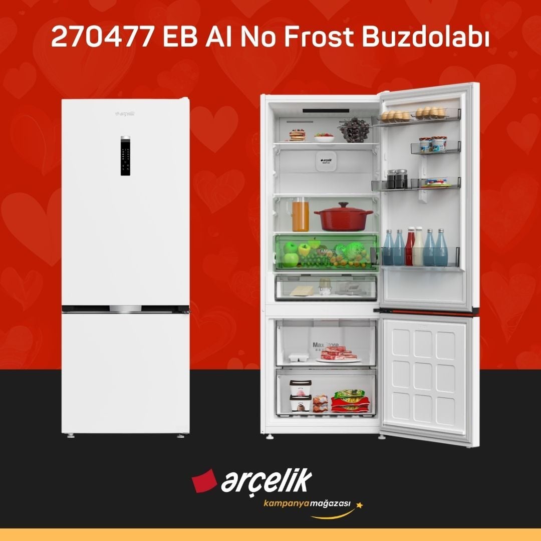 ARÇELİK 270477 EB AI Alttan Donduruculu Buzdolabı
