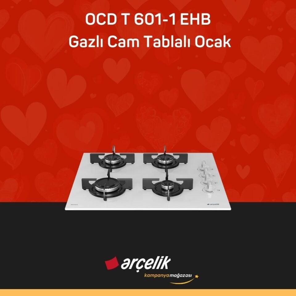 ARÇELİK OCD T 601-1 EHB Gazlı Cam Tablalı Ocak