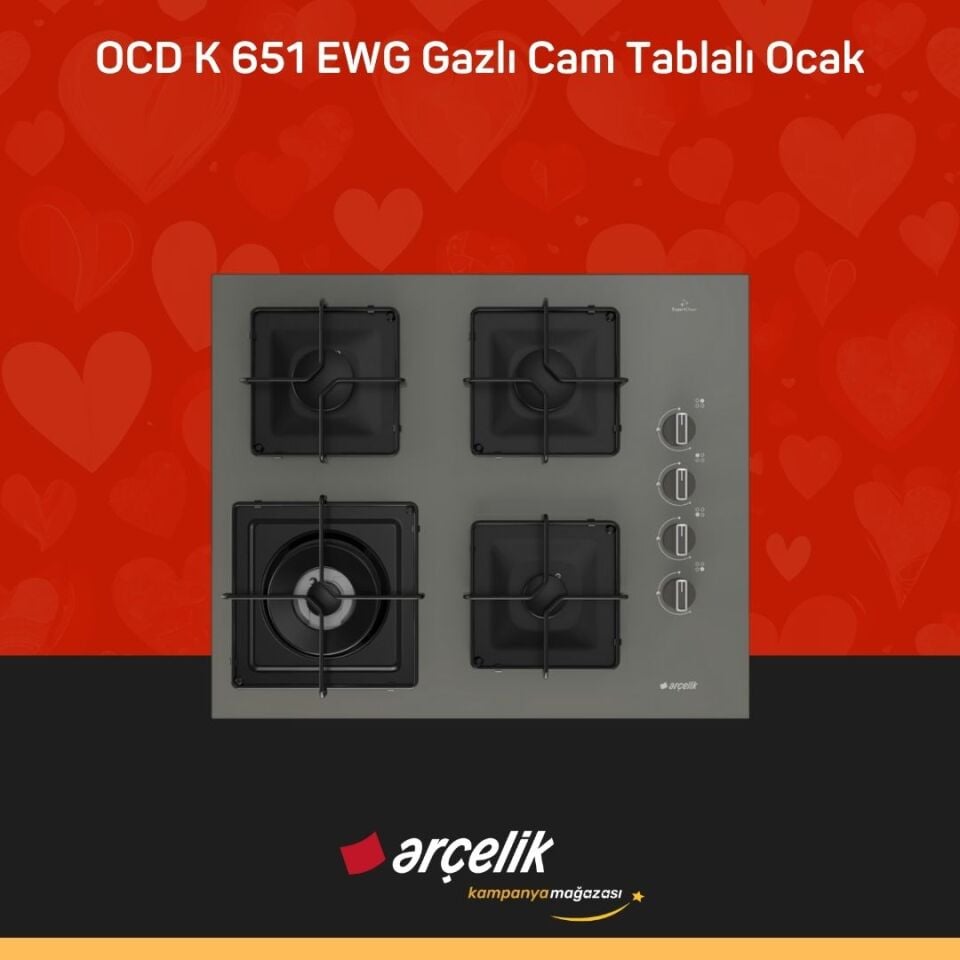 ARÇELİK OCD K 651 EWG Gazlı Cam Tablalı Ocak
