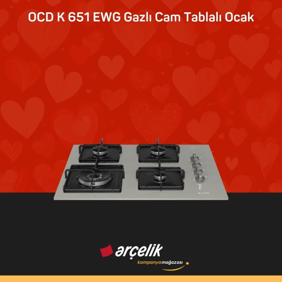 ARÇELİK OCD K 651 EWG Gazlı Cam Tablalı Ocak