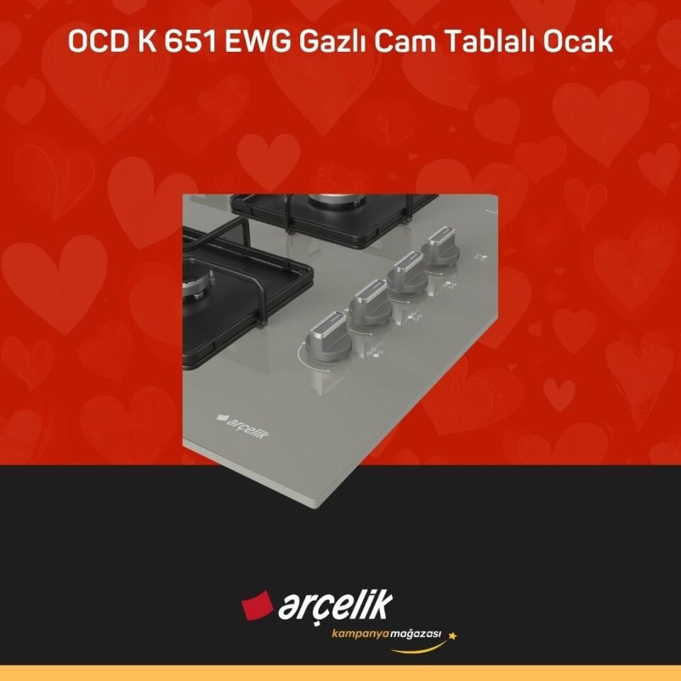 ARÇELİK OCD K 651 EWG Gazlı Cam Tablalı Ocak