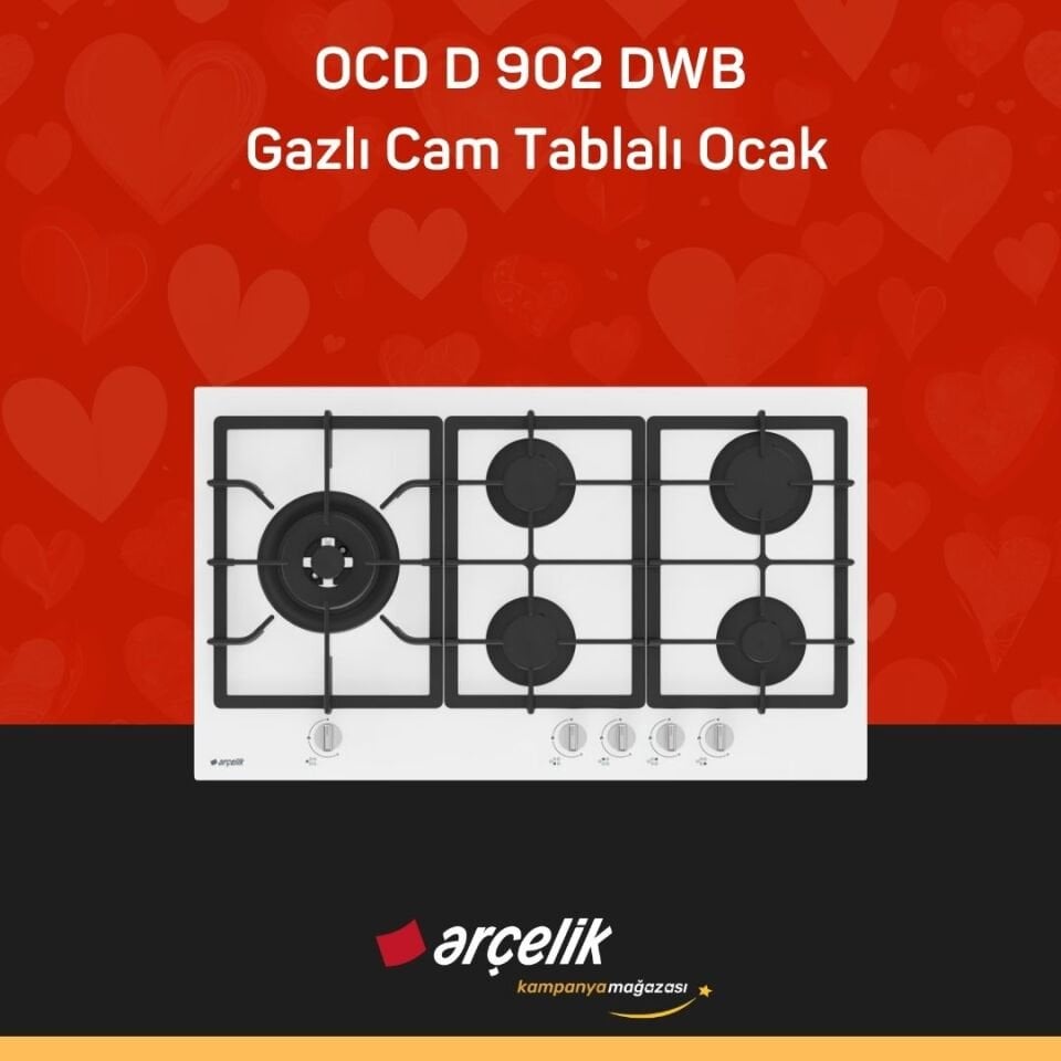 ARÇELİK OCD D 902 DWB Gazlı Cam Tablalı Ocak