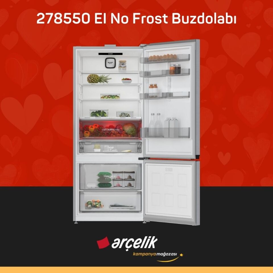 ARÇELİK 278550 EI Alttan Donduruculu Buzdolabı