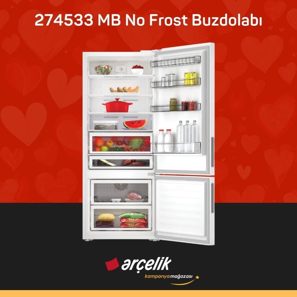 ARÇELİK 274533 MB Alttan Donduruculu Buzdolabı