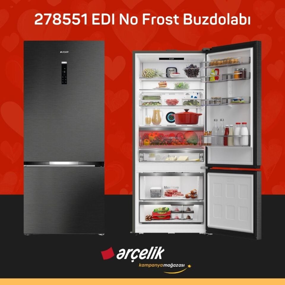 ARÇELİK 278551 EDI Tencere Soğutma Teknolojili Alttan Donduruculu Buzdolabı