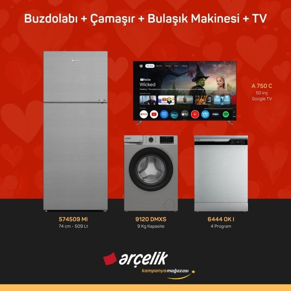 ARÇELİK 4'lü Çeyiz Paketi ( 574509 MI - 9120 DMXS - 6444 OK I - A 750 C )