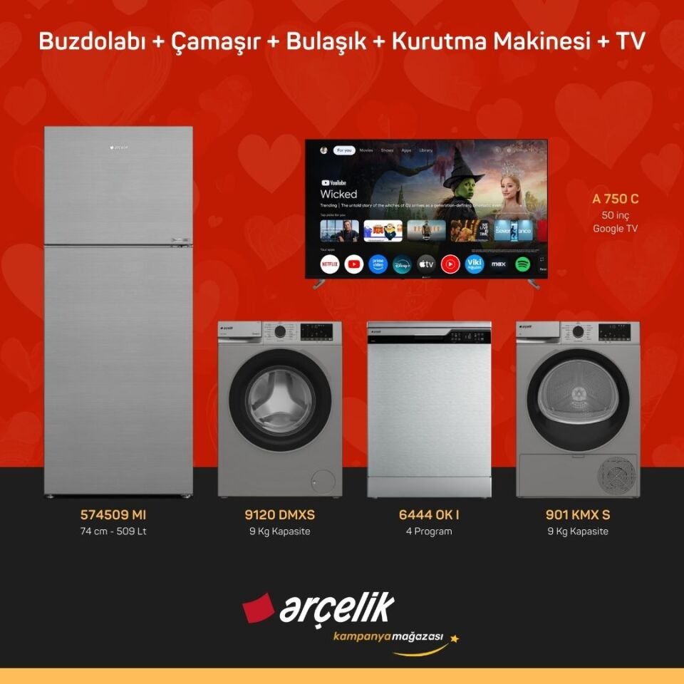 ARÇELİK 5'li Çeyiz Paketi ( 574509 MI - 9120 DMXS - 6444 OK I - 901 KMX S - A 750 C )