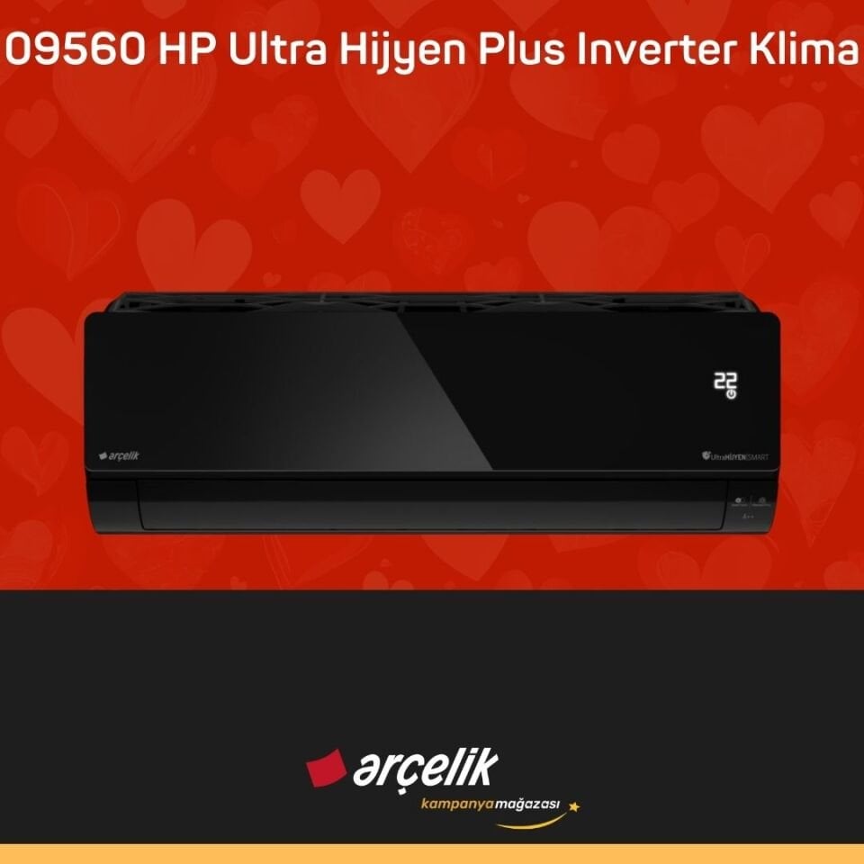 ARÇELİK 09560 HP Ultra Hijyen Plus Prosmart Black Inverter Klima 9.000 Btu/h