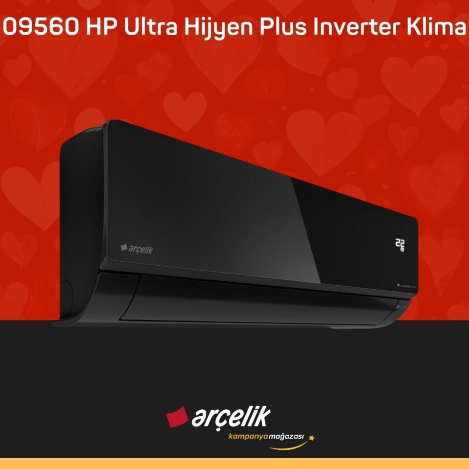 ARÇELİK 09560 HP Ultra Hijyen Plus Prosmart Black Inverter Klima 9.000 Btu/h