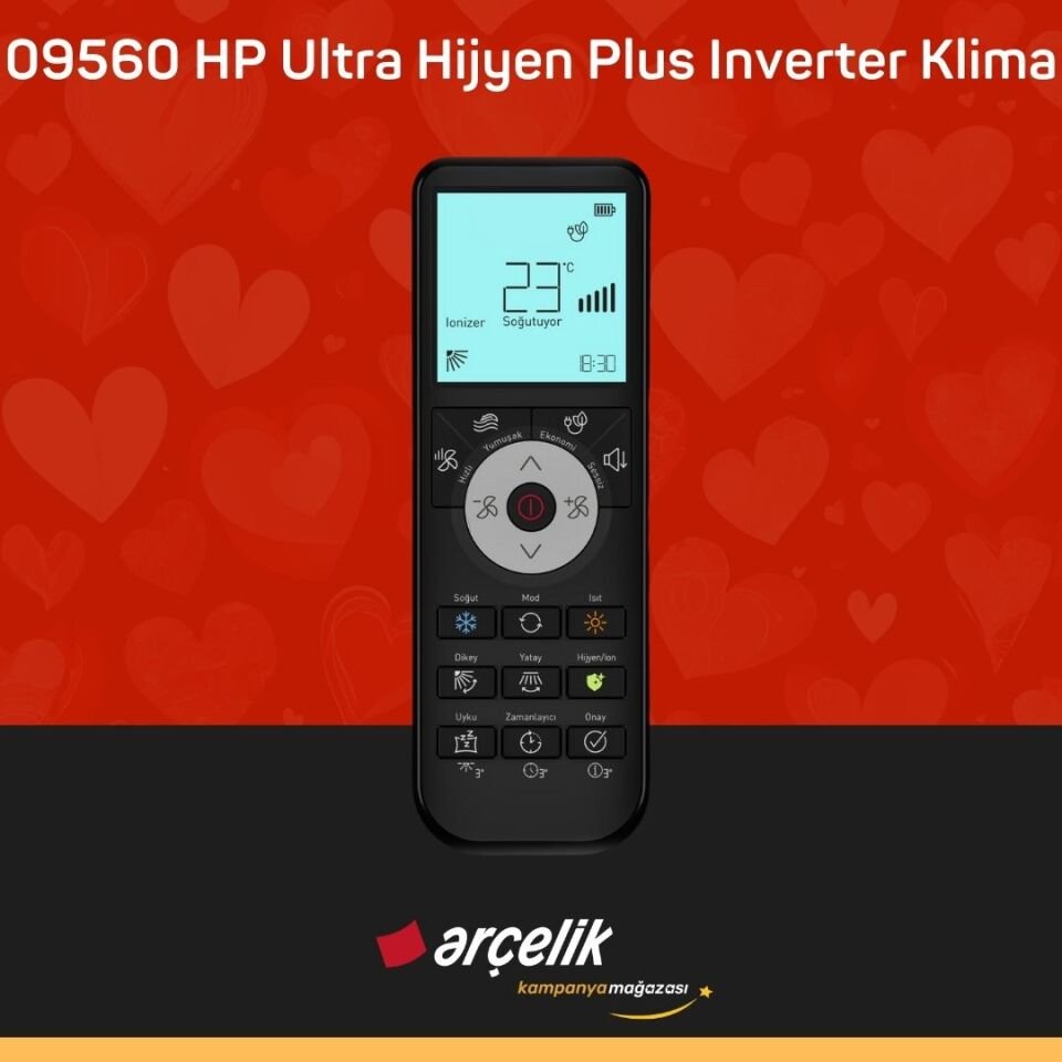 ARÇELİK 09560 HP Ultra Hijyen Plus Prosmart Black Inverter Klima 9.000 Btu/h