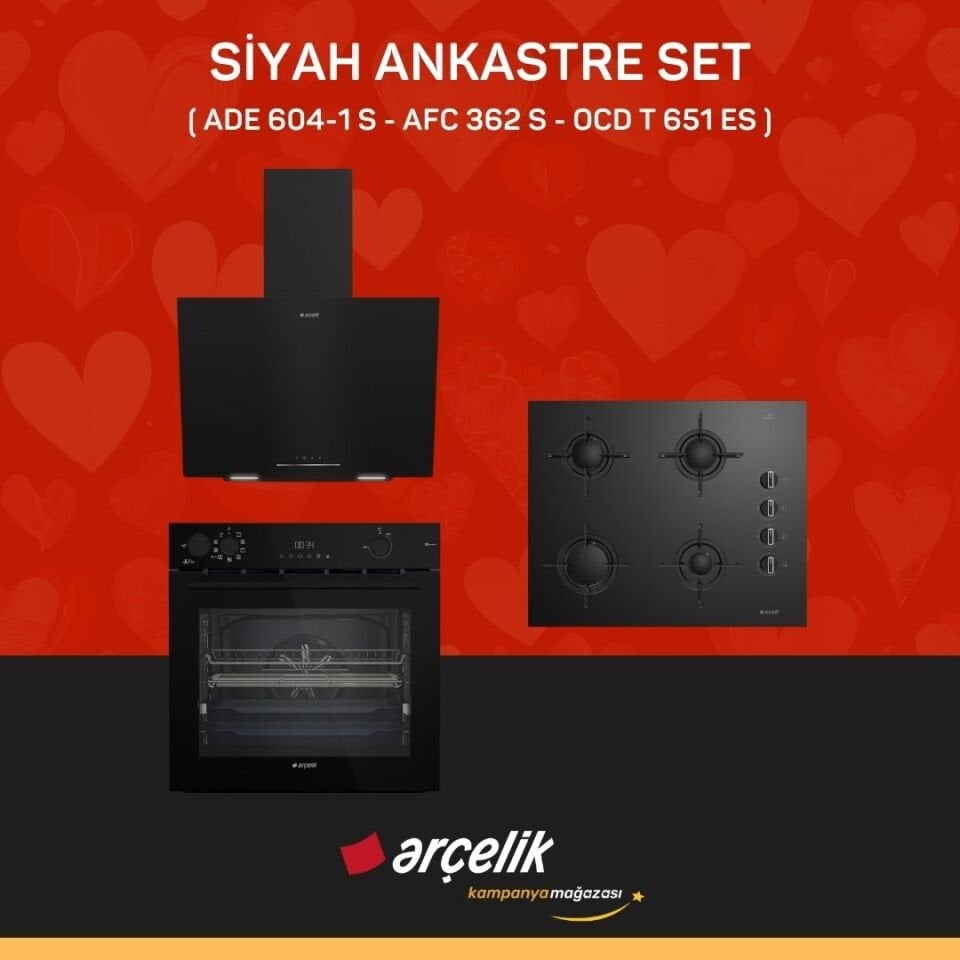 ARÇELİK SİYAH ANKASTRE SET ( ADE 604-1 S - AFC 362 S - OCD T 651 ES )